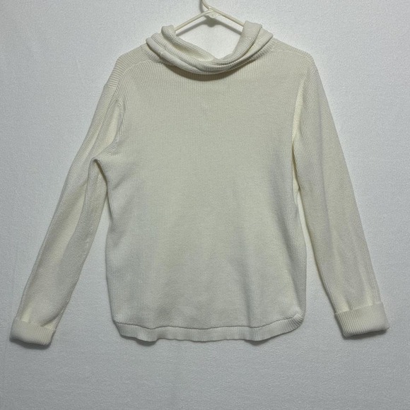 Lauren Ralph Lauren White Waffle Knit Cowl Neck size Lg - Picture 2 of 5